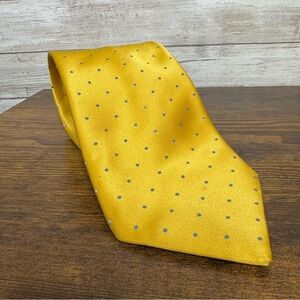 Italio Ferretti Men’s Gold And Blue Polka Dot 100% Silk Hand Made Designer Tie